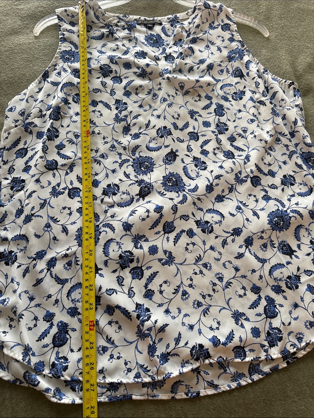 Adrianna Papell Sleeveless Blouse White/Blue XL - Picture 5 of 5